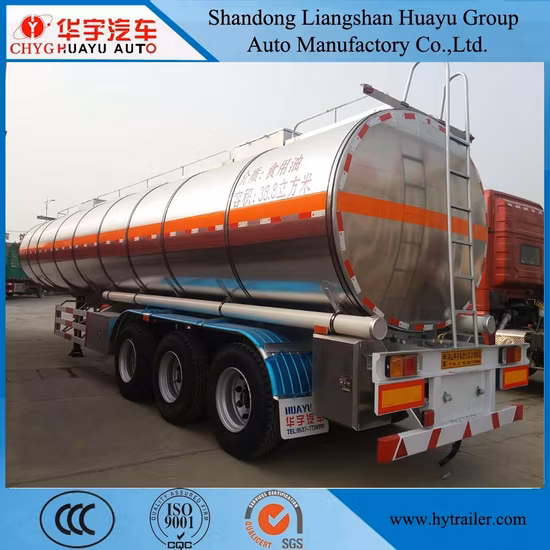 40cbm 3 車軸アルミ合金オイルタンカー/タンクセミトレーラー、エアサスペンション付き